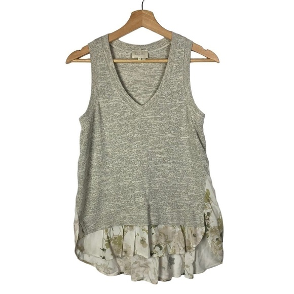 Anthropologie Deletta Dava Gray Floral Layered Tank Top XS - Picture 2 of 5